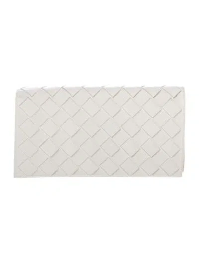 Pre-owned Bottega Veneta Intrecciato Leather Long Wallet Intrecciato Weave Continental Wallet In White