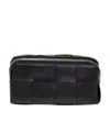 Bottega Veneta Intrecciato Leather Make Up Bag In Black