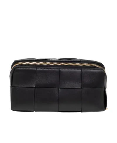 Bottega Veneta Intrecciato Leather Make Up Bag In Black