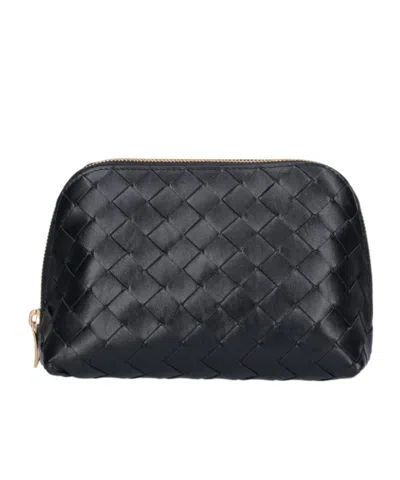 Bottega Veneta Intrecciato Leather Make-up Bag In Black