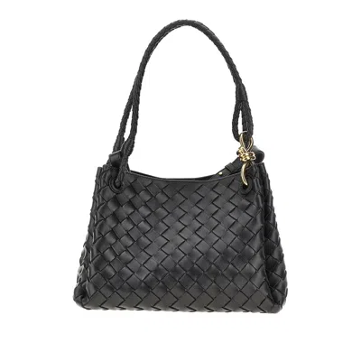 Bottega Veneta Intrecciato Leather Medium 'parachute' Bag In Black