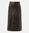 Bottega Veneta Intrecciato Leather Midi Skirt