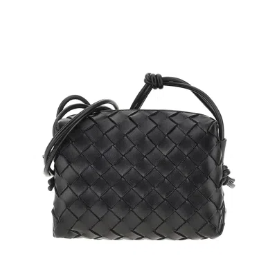 Bottega Veneta Intrecciato Leather 'mini Loop' Bag In Black