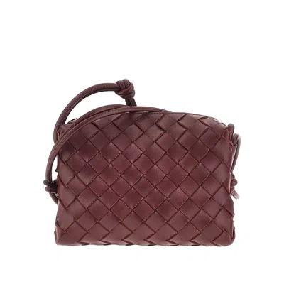 Bottega Veneta Intrecciato Leather 'mini Loop' Bag In Red