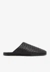 Bottega Veneta Intrecciato Woven Leather Mule Slippers In Black