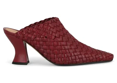 Pre-owned Bottega Veneta Intrecciato Leather Mules (women's) Sneakers In Burgundy