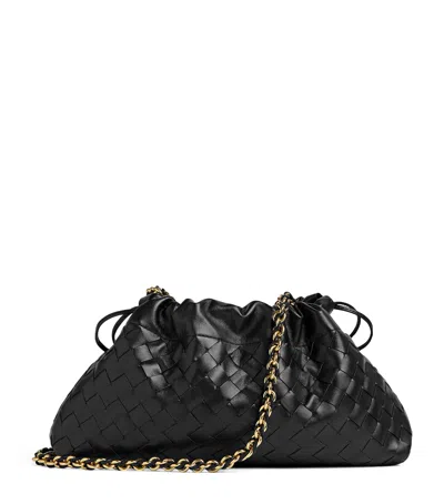 Bottega Veneta Intrecciato Leather Notte Shoulder Bag In Black