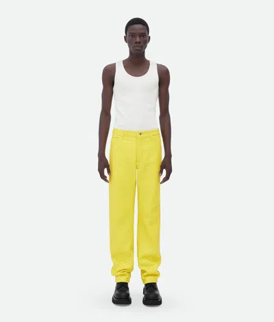 Bottega Veneta Bottega  Veneta Intrecciato Leather Pants In Yellow