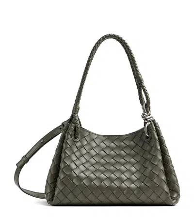 Bottega Veneta Intrecciato Leather Parachute Shoulder Bag In Green