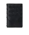 Bottega Veneta Leather Intrecciato Bifold Card Holder In Black
