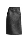 Bottega Veneta Intrecciato Leather Midi Skirt In Green