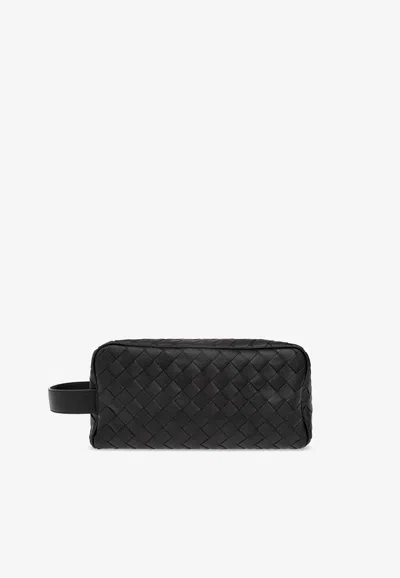 Bottega Veneta Intrecciato Leather Pouch Bag In Black