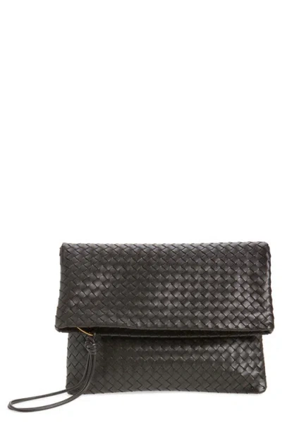 Bottega Veneta Intrecciato Leather Pouch Clutch In Red