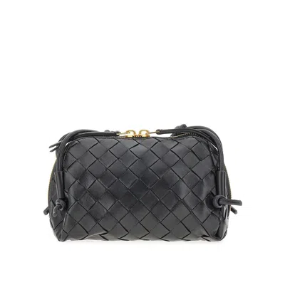 Bottega Veneta Intrecciato Leather Pouch On Strap In Black