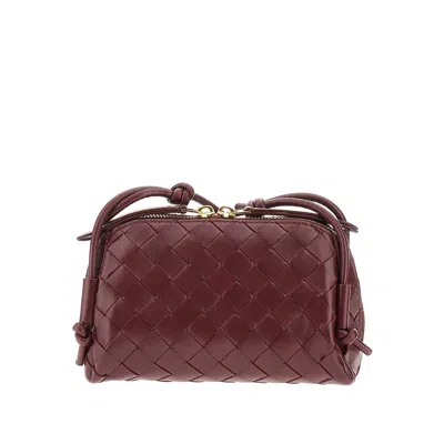 Bottega Veneta Intrecciato Leather Pouch On Strap In Red