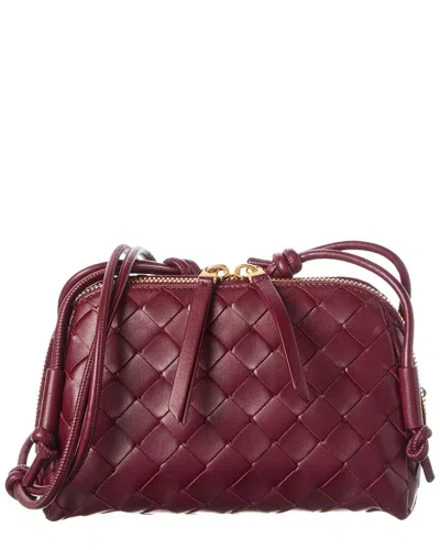 Bottega Veneta Intrecciato Leather Pouchette In Burgundy