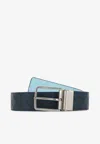 Bottega Veneta Men's Reversible Intrecciato Leather Belt In Navy