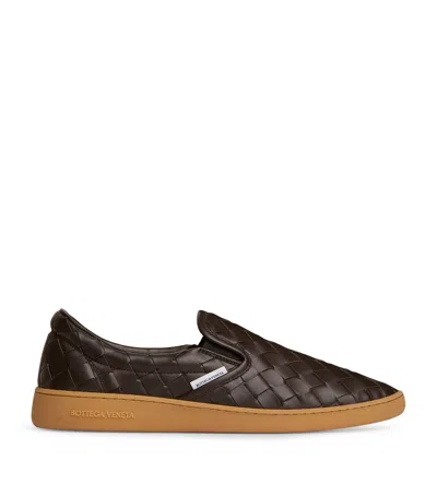 Bottega Veneta Men Brown Intrecciato Leather Sawyer Sneakers In Multi