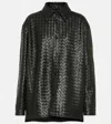 Bottega Veneta Intrecciato Casual Leather Shirt In Green
