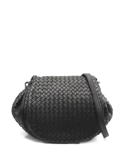 Pre-owned Bottega Veneta Intrecciato Leather Shoulder Bag In Black