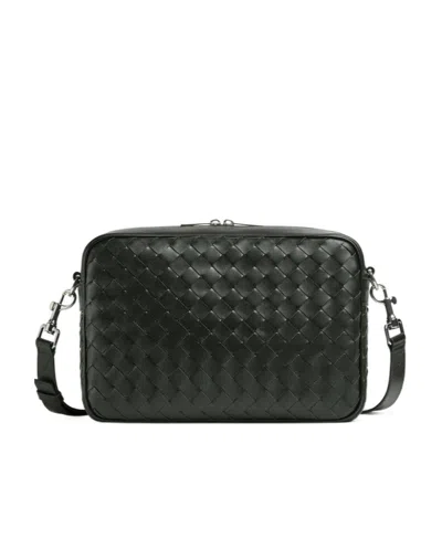 Bottega Veneta Intrecciato Leather Shoulder Bag In Black