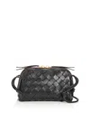 Bottega Veneta Concert Mini Intrecciato Leather Pouch In Black/gold