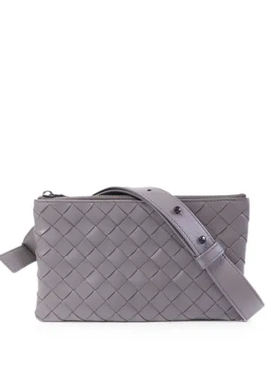 Pre-owned Bottega Veneta Intrecciato Leather Shoulder Bag In Gray