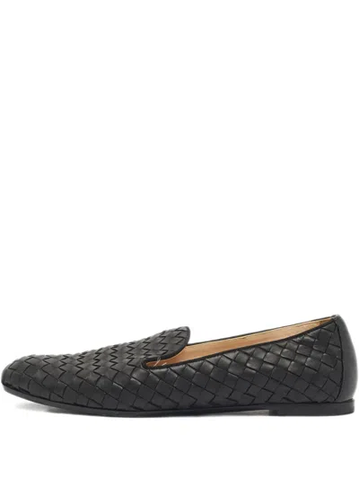 Pre-owned Bottega Veneta Intrecciato Leather Slippers In Black