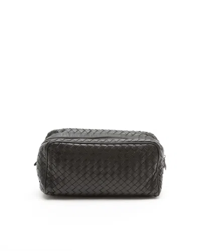 Bottega Veneta Intrecciato Leather Toiletry Pouch In Black