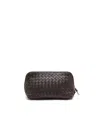 Bottega Veneta Intrecciato Leather Toiletry Pouch In Brown