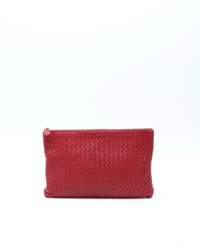 Bottega Veneta Intrecciato Leather Toiletry Pouch In Red