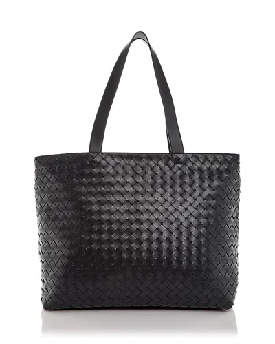 Bottega Veneta Intrecciato Leather Tote In Gray