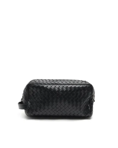 Bottega Veneta Intrecciato Leather Travel Pouch In Black
