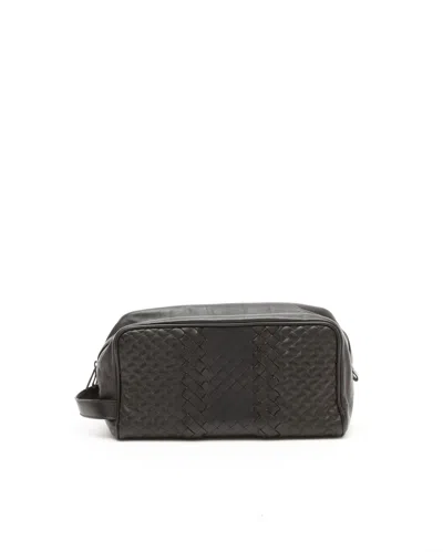 Bottega Veneta Intrecciato Leather Travel Pouch In Black
