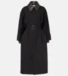 Bottega Veneta Belted Intrecciato Leather-trimmed Cotton-blend Gabardine Trench Coat In Black
