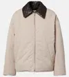 Bottega Veneta Intrecciato Leather-trimmed Down Jacket In Neutral