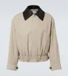 Bottega Veneta Men Beige Jacket With Woven Collar In Gray