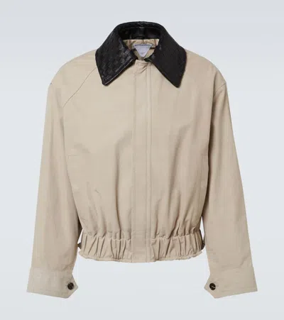 Bottega Veneta Intrecciato Leather Twill Blouson In Beige