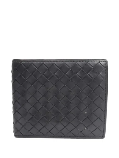 Pre-owned Bottega Veneta Intrecciato Leather Wallet In Black