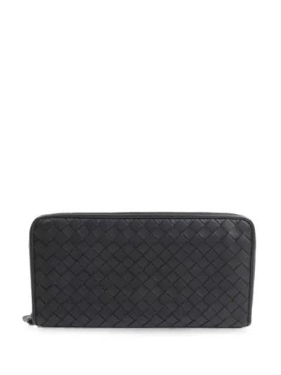 Pre-owned Bottega Veneta Intrecciato Leather Wallet In Black