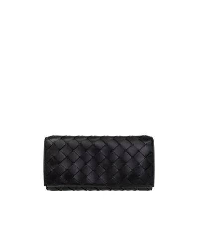 Bottega Veneta Intrecciato Leather Wallet In Black