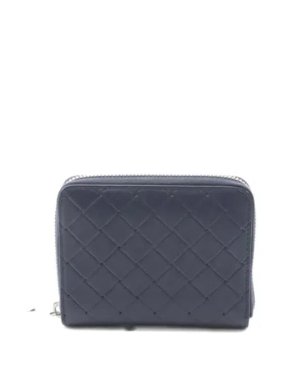 Pre-owned Bottega Veneta Intrecciato Leather Wallet In Blue