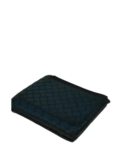 Pre-owned Bottega Veneta Intrecciato-leather Wallet In Blue