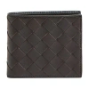 Bottega Veneta Men Leather Wallet With Intrecciato Motif In Black