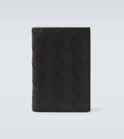 Bottega Veneta Intrecciato Leather Wallet In Gray