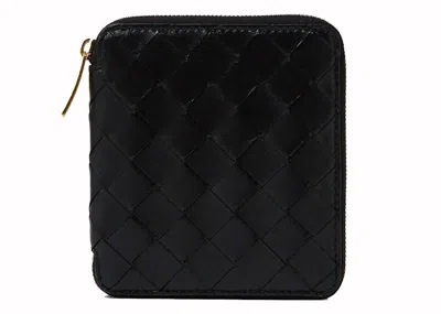 Pre-owned Bottega Veneta Intrecciato Leather Wallet In Black