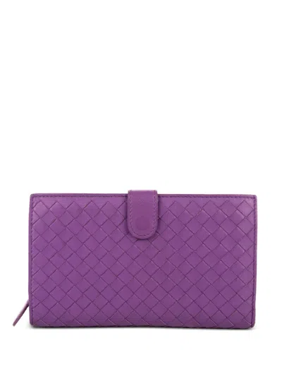 Pre-owned Bottega Veneta Intrecciato Leather Wallet In Purple
