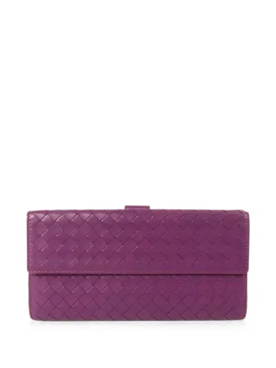 Pre-owned Bottega Veneta Intrecciato Leather Wallet In Purple