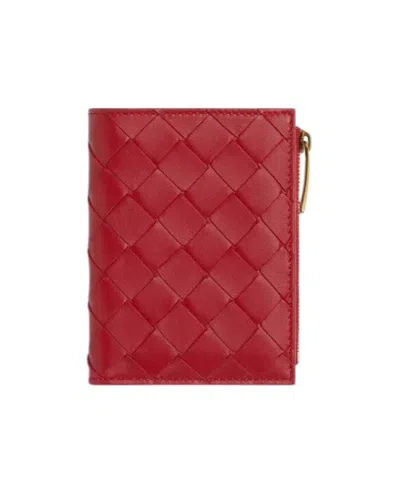Bottega Veneta Intrecciato Leather Wallet In Red