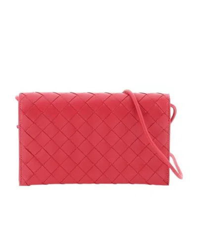 Bottega Veneta Intrecciato Leather Wallet In Red